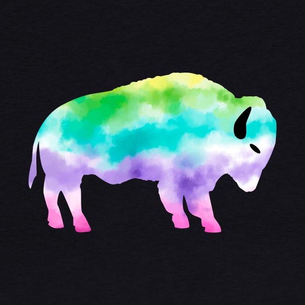 Misty Rainbow Tie Dyed Buffalo Bison by Brobocop